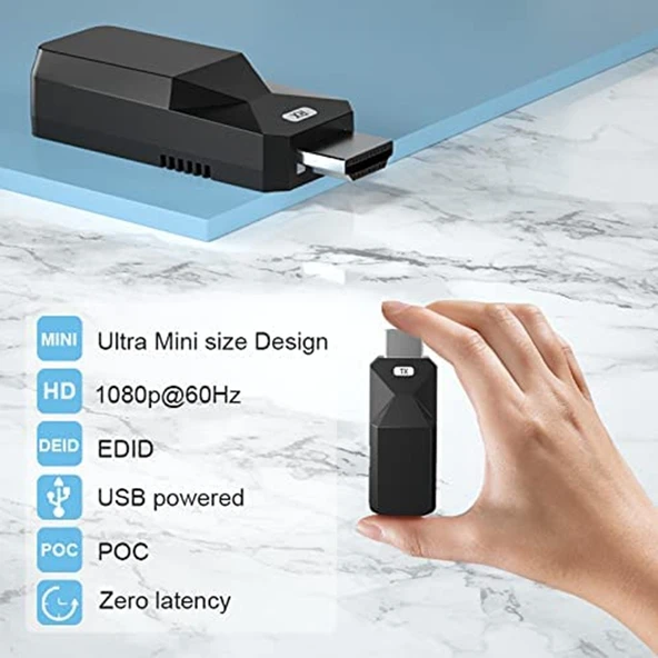 HDMI Uzatıcı 50 Metre Ses Video 1080P Cat5 Cat6 Ethernet Kablo Kayıpsız Sinyal Uzun Mesafe Adaptörü - 4