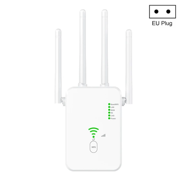 U10 1200Mbps Çift Bantlı WiFi Sinyal Güçlendirici 5G Kablosuz Tekrarlayıcı EU Priz
