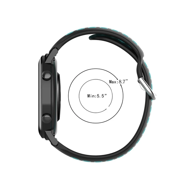 Garmin Vivomove Style 20mm Delikli Nefes Alabilir Spor Silikon Saat Kayışı Gece Mavisi Gri - 7