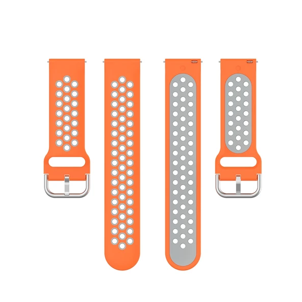 Garmin Vivomove Style 20mm Delikli Nefes Alabilir Spor Silikon Saat Kayışı Gece Mavisi Gri - 6