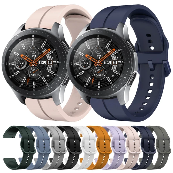 Samsung Galaxy Watch 46mm 22mm Gri Silikon Döngü Saat Kayışı - 3