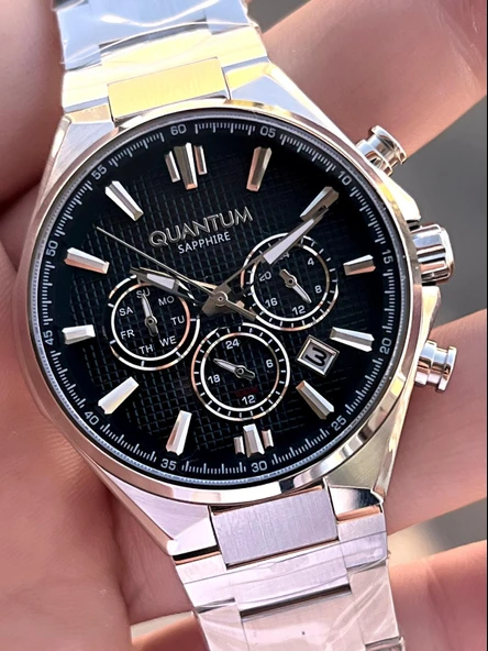 Quantum Sapphire Cizilmez Cam Çelik Kordon İç Kadran Fonksiyonları Aktif 10 Atm Erkek Kol Saat MQ350 - 4