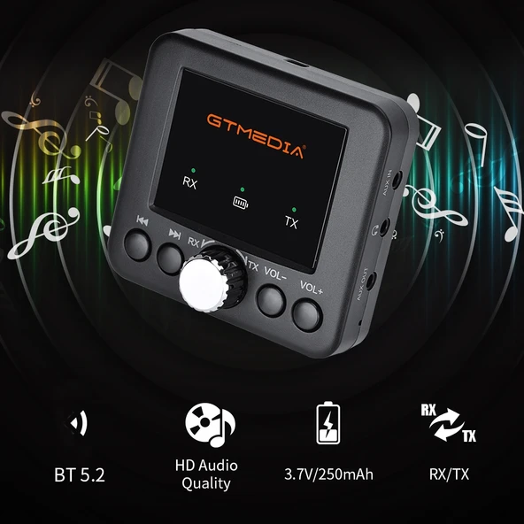 GTMEDIA RT05 Bluetooth 5.0 Ses Alıcı ve Verici 2'si 1 Arada Adaptör - 3
