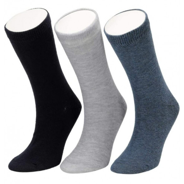 12 Çift Erkek Klasik Çorap 40-46 Gri-lacivert-siyah