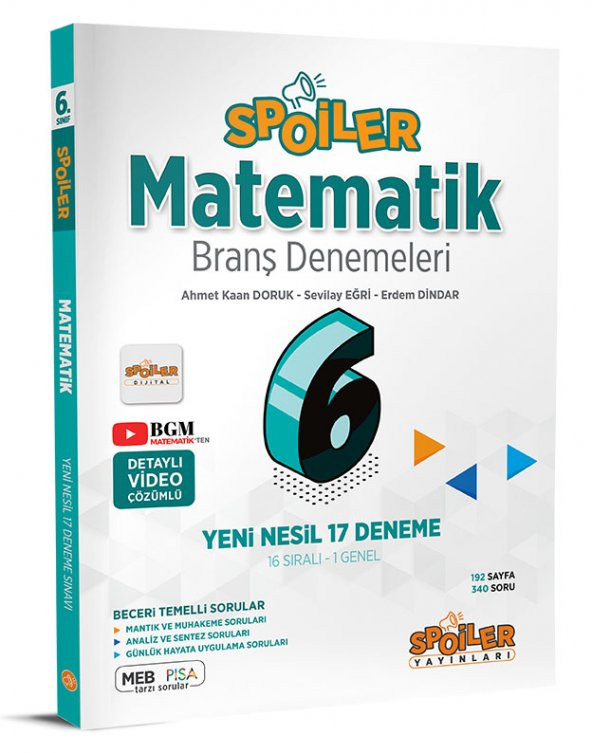 Spoiler Yayınları 6. Sınıf Matematik Spoiler 17 Deneme 2023