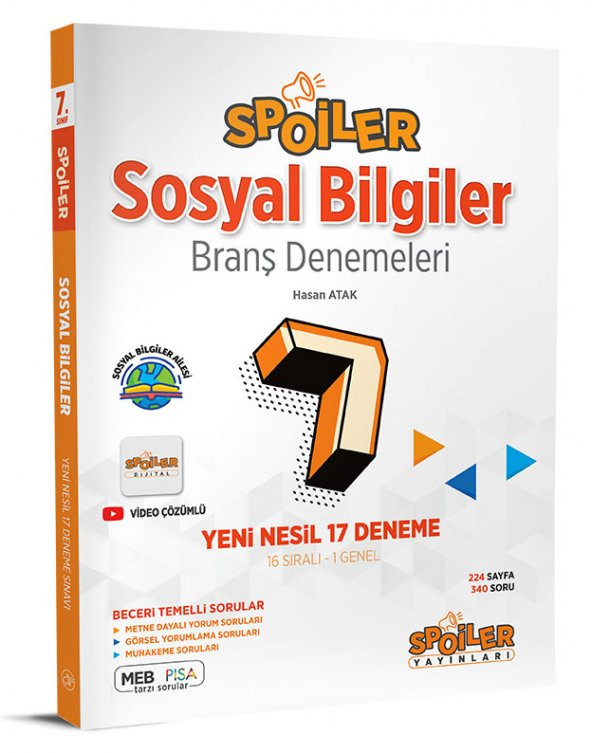 Spoiler Yayınları 7. Sınıf Sosyal Bilgiler Spoiler 18 Deneme 2023