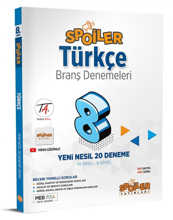 Spoiler Yayınları 8. Sınıf Lgs Türkçe Spoiler 20 Deneme 2023