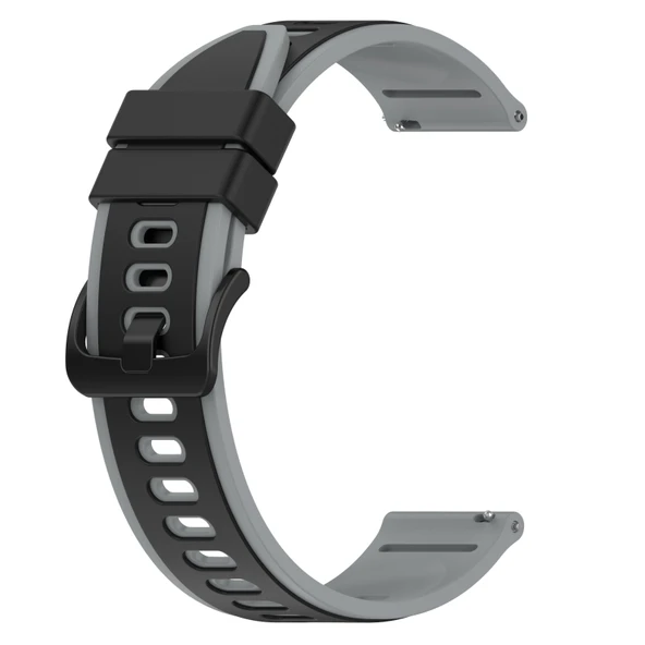 Samsung Gear S3 Frontier 22mm Siyah Gri İki Renkli Silikon Saat Kayışı - 2