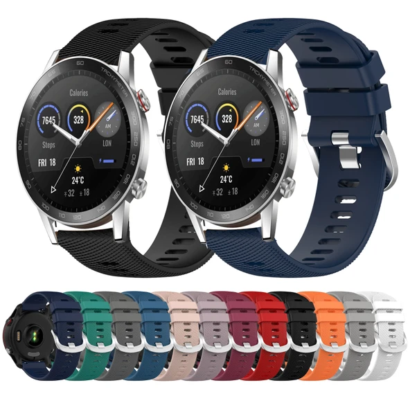 Huawei Magic Watch 2 46mm 22mm Koyu Gri Silikon Saat Kayışı - 3