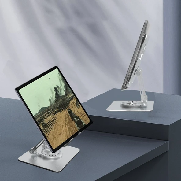 2026 Katlanabilir Ayarlanabilir Yükseklikli Ergonomik 360 Derece Döner CNC Alüminyum Masaüstü Laptop Standı - 3