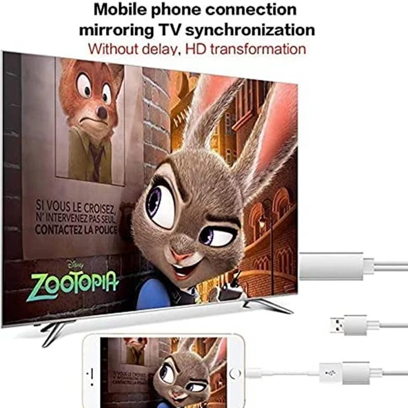 USB Erkek + USB Dişi HDMI Erkek 1080P Beyaz Adaptör Kablosu - 6