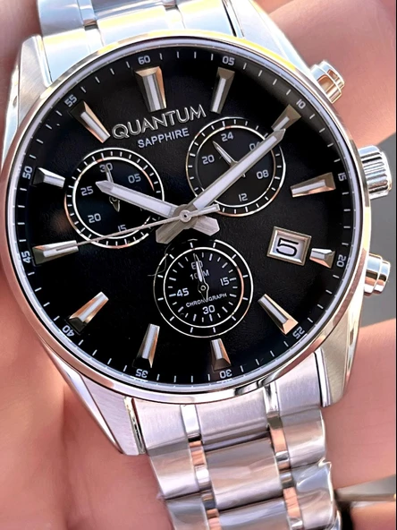 Quantum Sapphire Cizilmez Cam Çelik Kordon İç Kadran Fonksiyonları Aktif 10 Atm Erkek Kol Saat NQ350 - Resim 4