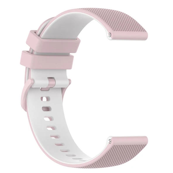 Xiaomi Haylou GST LS09B Uyumlu 22mm Pembe Beyaz Kareli Silikon Saat Kayışı - 2