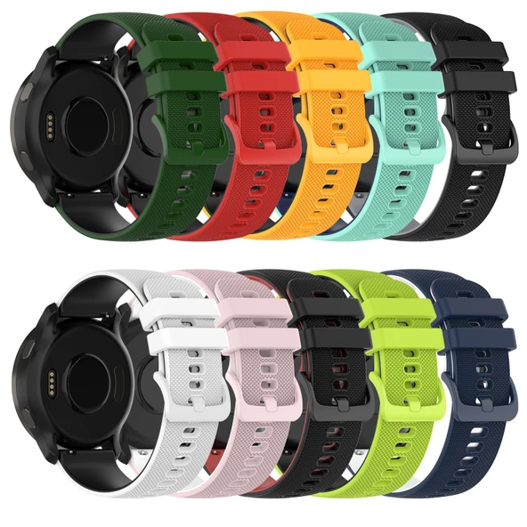 Xiaomi Haylou GST LS09B Uyumlu 22mm Pembe Beyaz Kareli Silikon Saat Kayışı - 4
