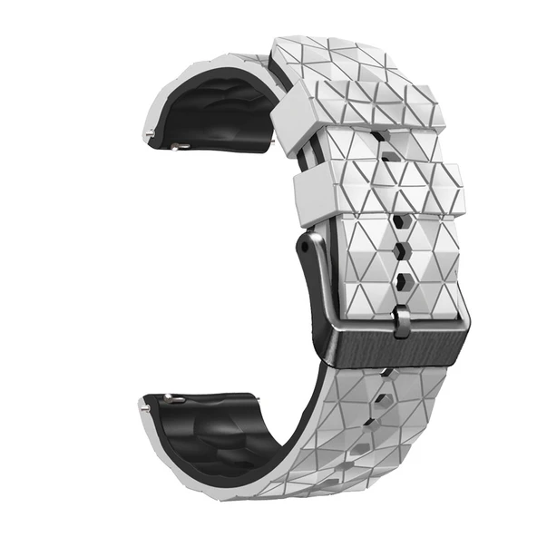 Xiaomi Watch S1 Uyumlu 22mm Beyaz Siyah Futbol Desenli Silikon Kordon - 2