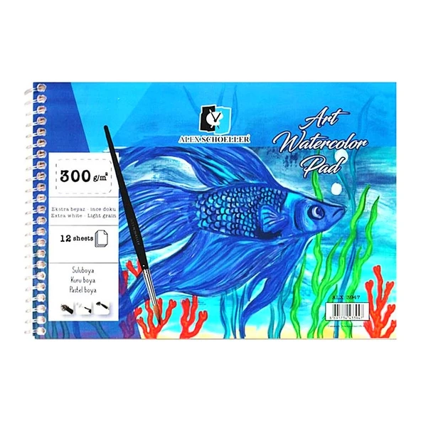 Alex Schoeller A4 12 Yaprak 300 gr Sulu Boya Defteri (ALX-3930)
