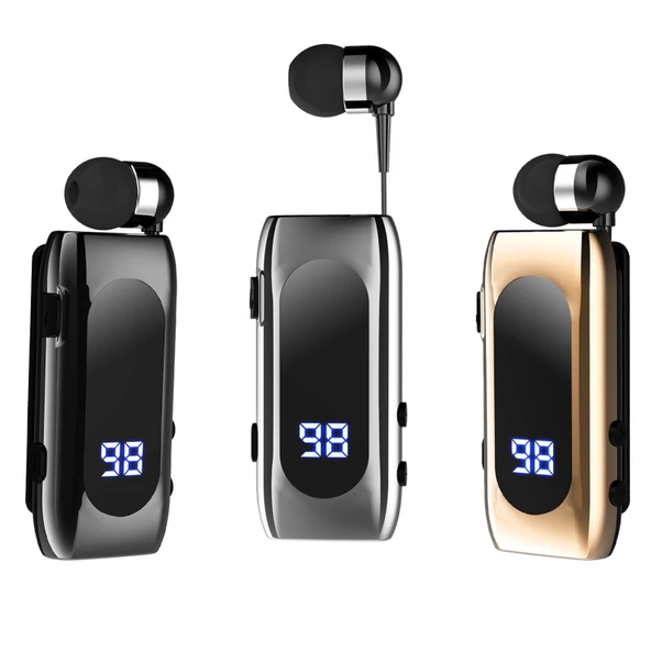 K55 Geri Çekilebilir Kablo Bluetooth 52 Akıllı Kulakiçi Spor Kulaklık Siyah - 2