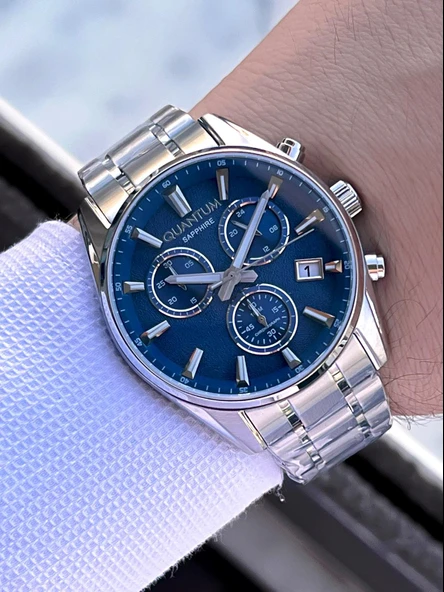 Quantum Sapphire Cizilmez Cam Çelik Kordon İç Kadran Fonksiyonları Aktif 10 Atm Erkek Kol Saat NQ390 - Resim 2