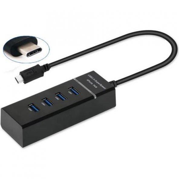 USB Type C To 4 Port USB 3.0 Çevirici Hub Çoklayıcı Type-C - 4