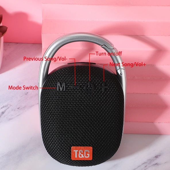 TG321 TWS Taşınabilir Kablosuz Mini Hoparlör Kırmızı LED Işıklı - 7