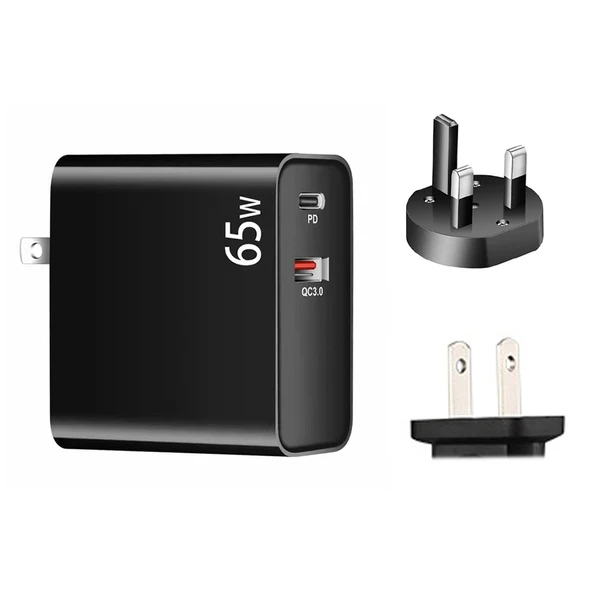 PD 65W USB C Laptop Şarj Adaptörü Siyah UK US Fişli 1.8m USB C MagSafe 2 T Kablo - 2