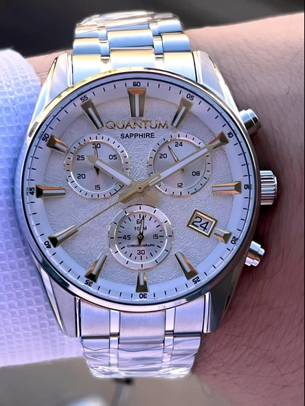 Quantum Sapphire Cizilmez Cam Çelik Kordon İç Kadran Fonksiyonları Aktif 10 Atm Erkek Kol Saat NQ330 - Resim 3