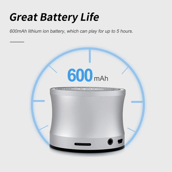 EWA A109 Plus TWS Stereo Taşınabilir Metal Bluetooth Hoparlör Gri - 6