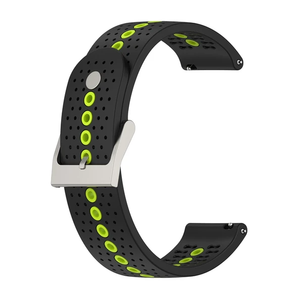 Samsung Galaxy Watch Active 2 44mm Siyah Yesil Iki Renkli Nefes Alabilir Silikon Saat Kayisi - 2