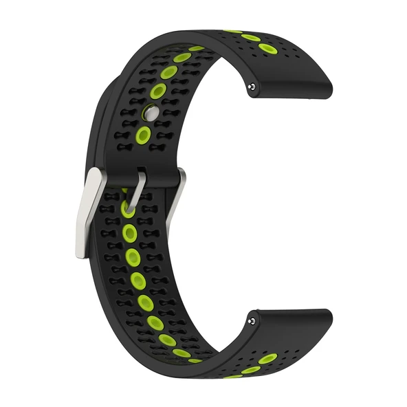 Samsung Galaxy Watch Active 2 44mm Siyah Yesil Iki Renkli Nefes Alabilir Silikon Saat Kayisi - 3