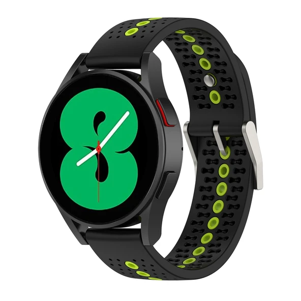 Samsung Galaxy Watch Active 2 44mm Siyah Yesil Iki Renkli Nefes Alabilir Silikon Saat Kayisi - 1