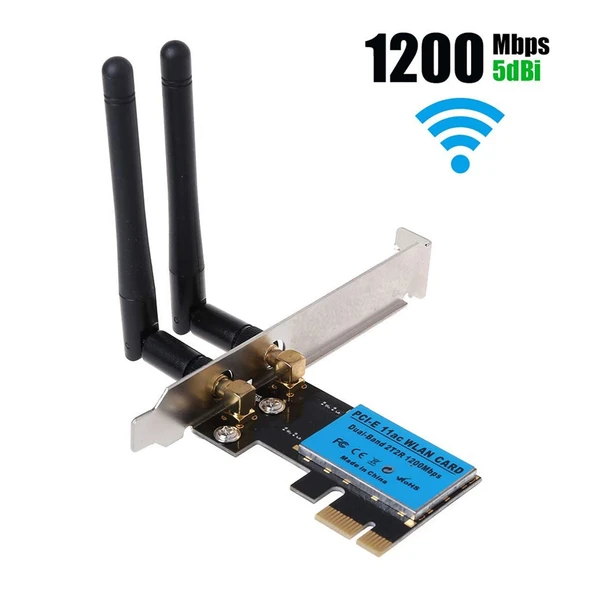 1200Mbps 5G 24G Çift Bant PCIe Kablosuz Ağ Kartı