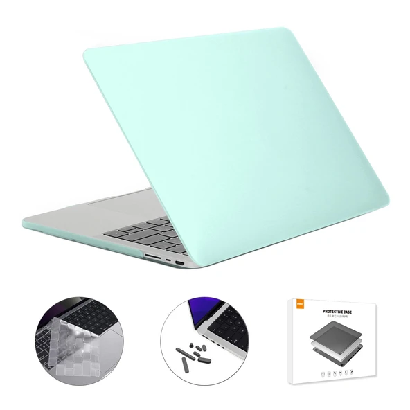 MacBook Pro 16.2 inç A2485 2021 A2880 2023 Uyumlu ENKAY Hat-Prince 3'ü 1 Arada Mat Laptop Kılıfı TPU Klavye Koruyucu Toz Tıkaçlı Açık Yeşil