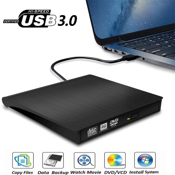 USB 30 Fırçalanmış Dış CD DVD RW Optik Sürücü ECD819 Model - 2