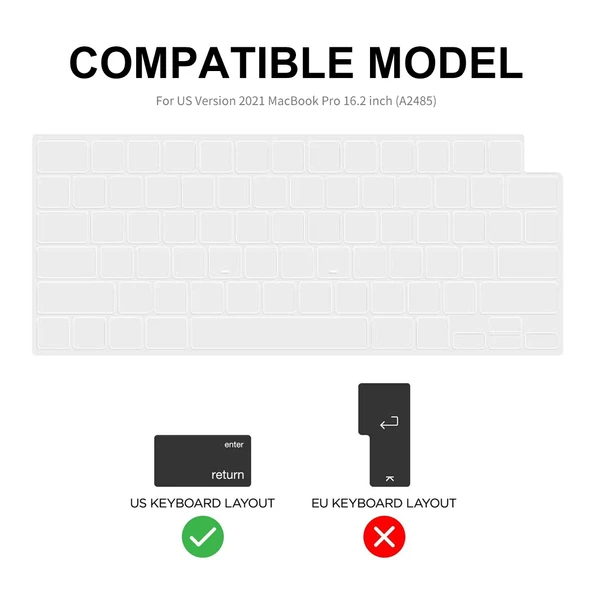 MacBook Pro 16.2 inç A2485 2021 A2880 2023 Uyumlu ENKAY Hat-Prince 3'ü 1 Arada Mat Laptop Kılıfı TPU Klavye Koruyucu Toz Tıkaçlı Açık Yeşil - 2