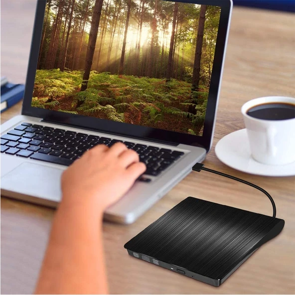 USB 30 Fırçalanmış Dış CD DVD RW Optik Sürücü ECD819 Model - 5