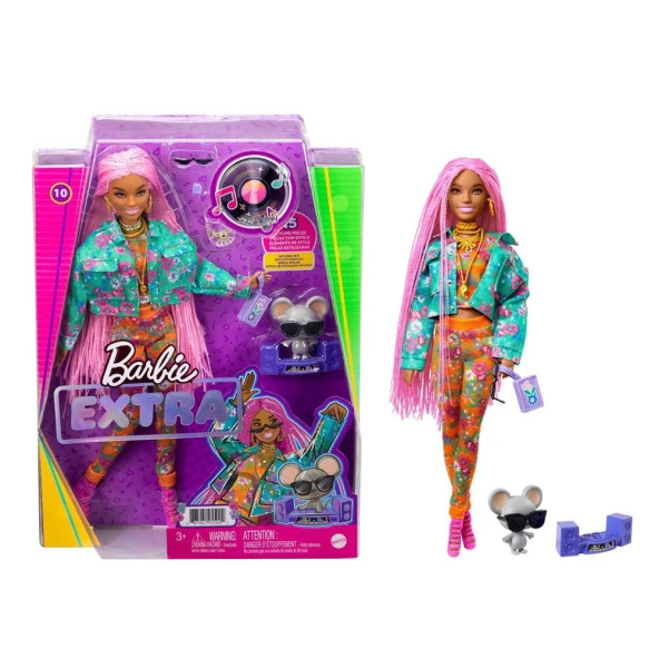 Barbie Extra - Pembe Örgü Saçlı Bebek GXF09