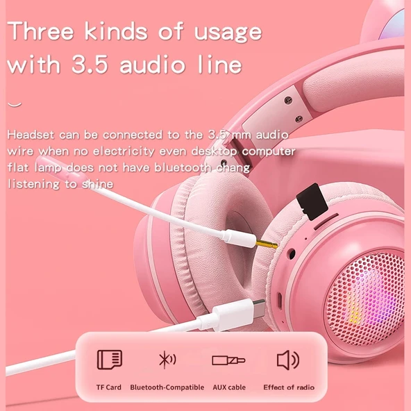KE 01 Tavşan Kulaklı Kablosuz Bluetooth 50 Stereo Müzik Katlanabilir Mikrofonlu Kulaklık Mint Yeşili - 6