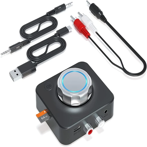 C39 Bluetooth 5.0 Alıcı RCA to 3.5mm Kablosuz Ses Dönüştürücü TF Kart Destekli - 7