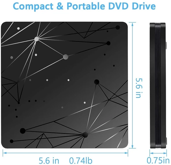 Harici USB 30 Taşınabilir DVD RW Optik Sürücü Okuyucu - 6
