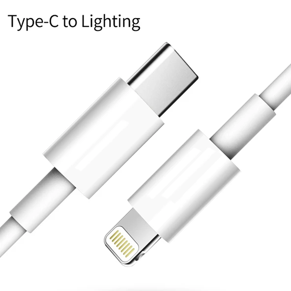 Apple iPhone Uyumlu 20W PD Hızlı Seyahat Şarj Cihazı US Priz ve 1.5 Metre 3A PD3.0 USB-C 8 Pin Hızlı Şarj Kablosu - 3