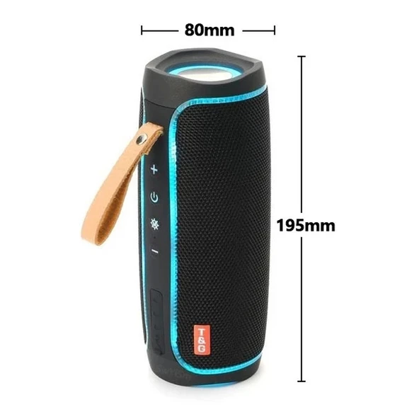 T G TG287 Yeşil LED Işıklı Bluetooth Taşınabilir Kablosuz Stereo Bas Subwoofer FM TF USB Hoparlör - 8