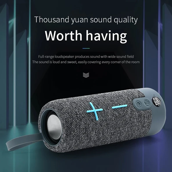 T G TG619 Taşınabilir Bluetooth Kablosuz Hoparlör Mavi Su Geçirmez Outdoor Bas Subwoofer AUX TF USB Destekli - 4