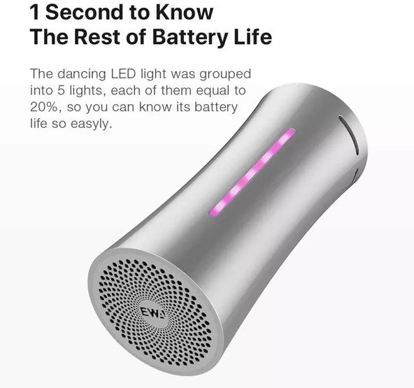 EWA A115 Taşınabilir Metal Bluetooth Hoparlör 105 Saat Pil Hifi Stereo Açık Hava Subwoofer Gri - 11