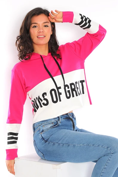 Baskılı Kapüşonlu Sweatshirt - 5