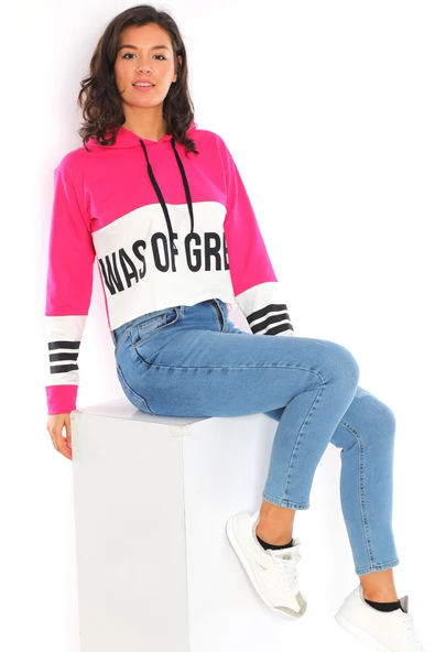 Baskılı Kapüşonlu Sweatshirt - 6