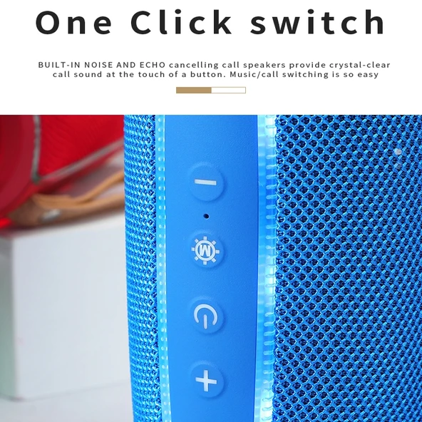 T G TG287 Yeşil LED Işıklı Bluetooth Taşınabilir Kablosuz Stereo Bas Subwoofer FM TF USB Hoparlör - 5