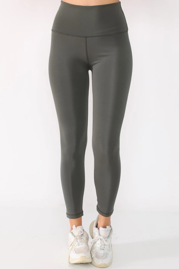 Yüksek Bel Dalgıç Kumaş Mat Toparlayıcı Tayt - 4