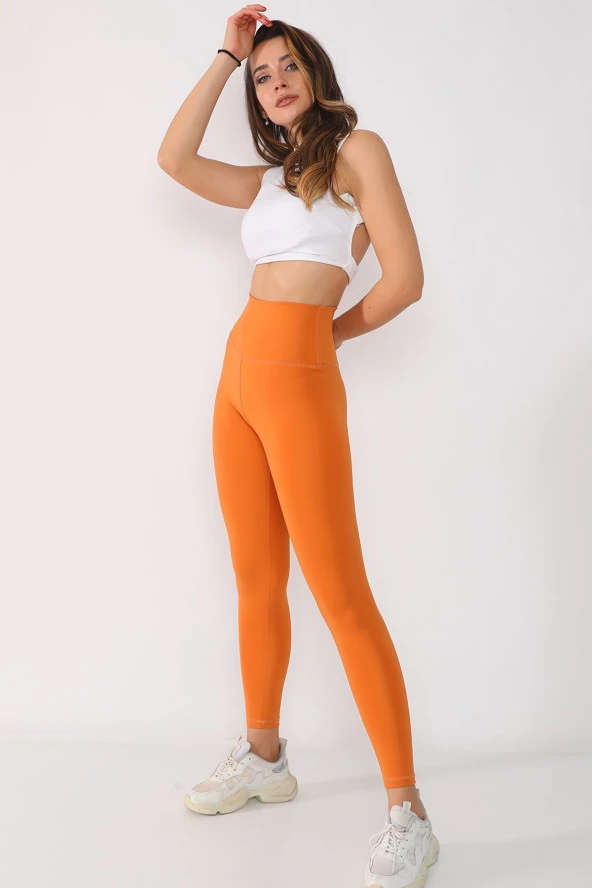 Yüksek Bel Dalgıç Kumaş Mat Toparlayıcı Tayt - 11