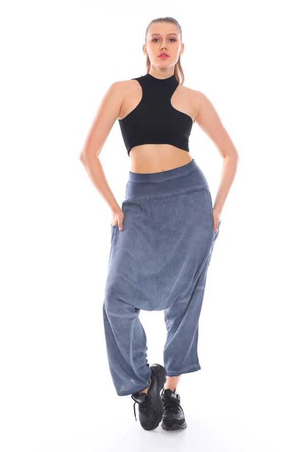 Klasik Tasarım Yandan Cepli Şalvar Pantolon - 2