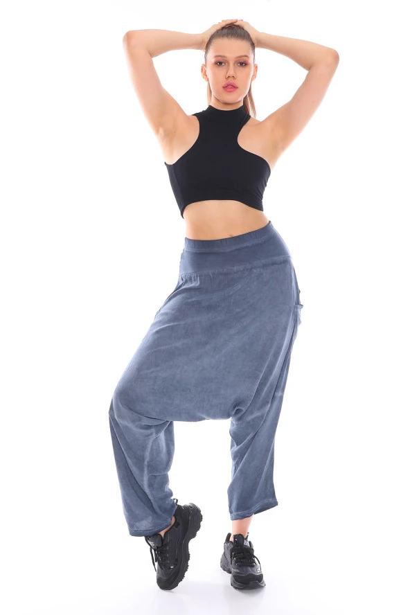 Klasik Tasarım Yandan Cepli Şalvar Pantolon - 3